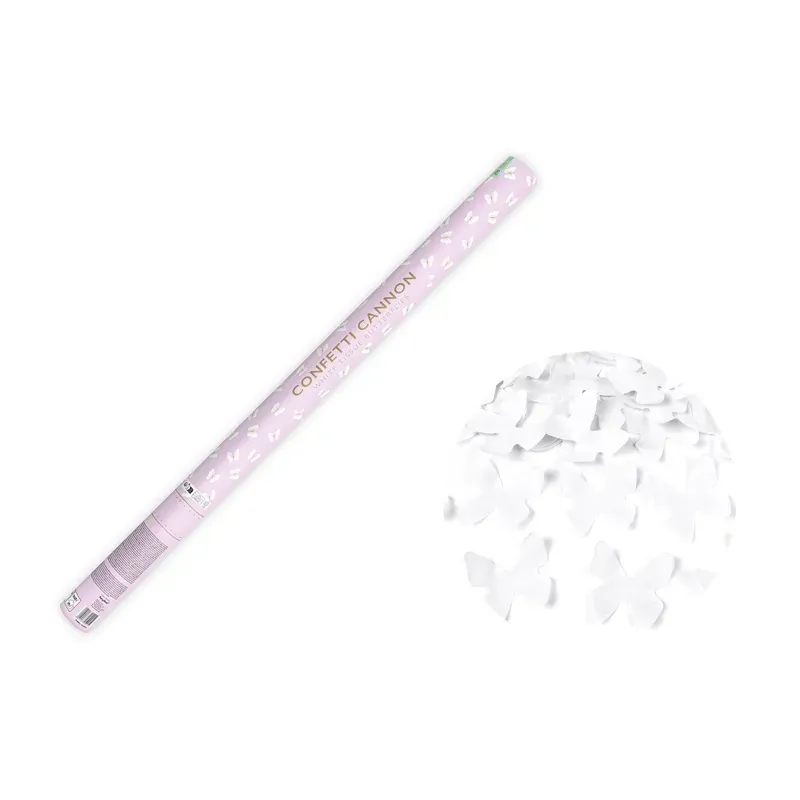 Konfety v&nbsp;tube – biele motýle, 80cm