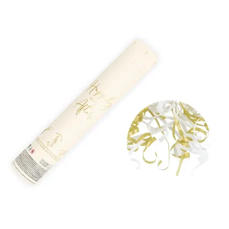 Konfety so serpentínami, bielo-zlaté 25cm