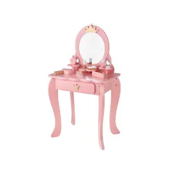 Drevený kozmetický stolík so stoličkou + príslušenstvo