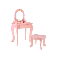 Drevený kozmetický stolík so stoličkou + príslušenstvo