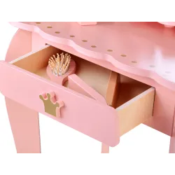 Drevený kozmetický stolík so stoličkou + príslušenstvo