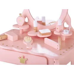 Drevený kozmetický stolík so stoličkou + príslušenstvo