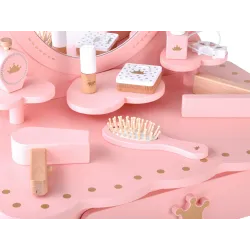 Drevený kozmetický stolík so stoličkou + príslušenstvo