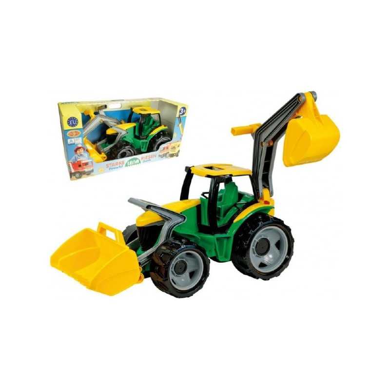 Traktor s lyžicou a bagrom zeleno-žltý, 65 cm