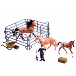 FunToys: Maľované kone s ohradou a príslušenstvom