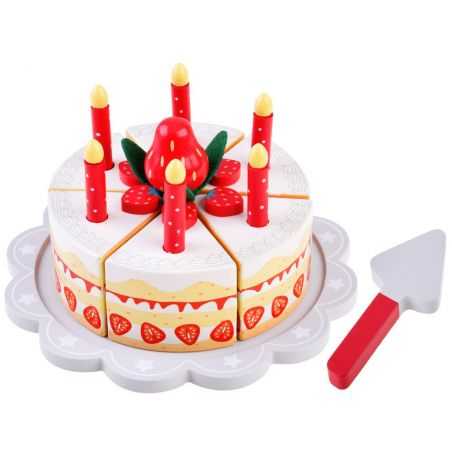 Drevená narodeninová torta na krájanie so suchým zipsom