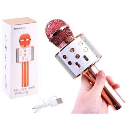 Bezdrôtový karaoke mikrofón, červená
