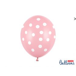 Balón ružový s bielymi bodkami, 30 cm
