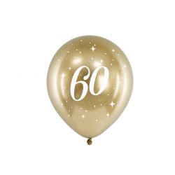 Balón 30cm, zlatý s číslom 60, 6v1