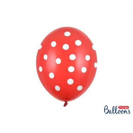 Balón 30cm, Bodkované - červeno/biele