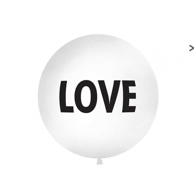 Okrúhly balón 1m, LOVE biely