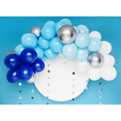Balónová girlanda - modré-bielo-strieborná, 200 cm