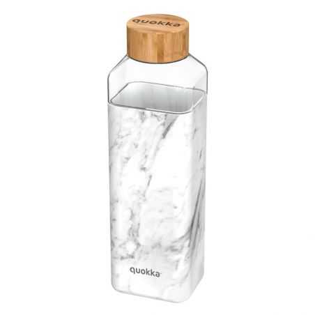 QUOKKA STORM: MARBLE- Sklenená fľaša so silikónovým povrchom