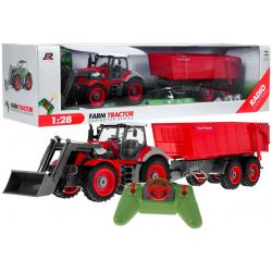Traktor s vlečkou na diaľkové ovládanie - červený