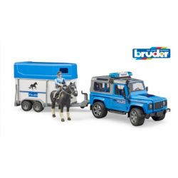 Bruder Policajný Land Rover s prepravníkom na kone a policajtom