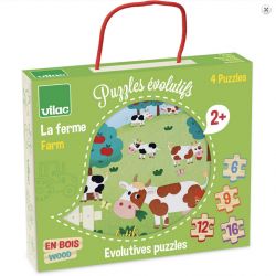 Vilac Drevené puzzle Farma 4v1