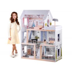 Drevený domček pre bábiky v štýle Boho + LED osvetlenie
