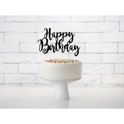 Zápich na tortu "Happy Birthday" čierny, 22,5cm
