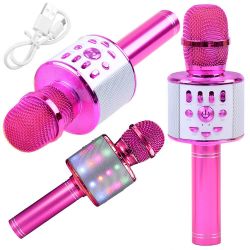 Bezdrôtový karaoke mikrofón s Bluetooth, cyklamenovy
