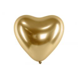 Lesklý balón 30cm, Srdce, zlatý