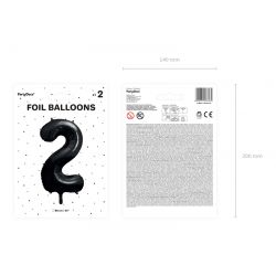 Balón fóliový 86cm, číslo 2 čierny