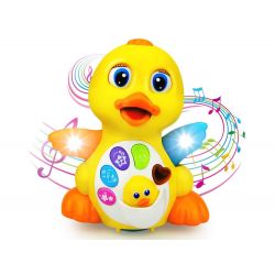 Huile Toys Interaktívna hudobná kačička, chodí, svietlo + zvuk, 18m+