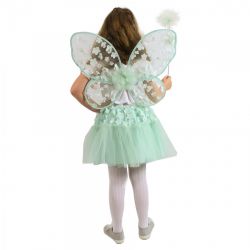 Detská TUTU sukňa Kvetinová víla s paličkou a krídlami, zelená