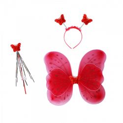 Červené motýlie krídla s čelenkou a paličkou