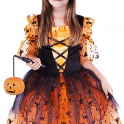 Detský kostým Čarodejnica s klobúkom oranžová M