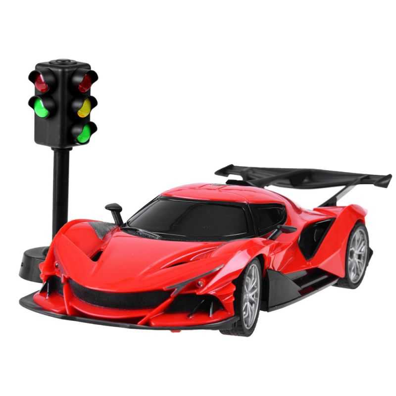 Športové auto na diaľkové ovládanie s volantom, červené