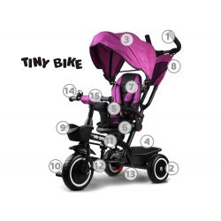 Trojkolka Tiny Bike 3v1 so strieškou ružová