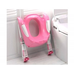 Doska na toaletu pre deti so schodíkmi, ružové