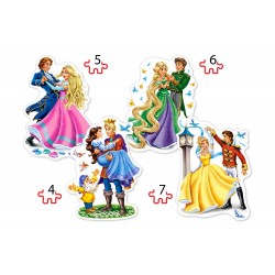 Castorland 4x Puzzle Princezné - 4, 5, 6 a 7 dielikov