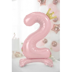 Fóliový balón stojaci číslo „2“ svetlo ružový, 84cm