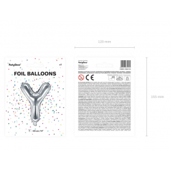Fóliový balón písmeno „Y“, 35cm strieborný