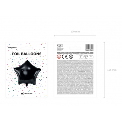 Fóliový balón Hviezda, 48cm, čierna