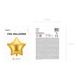 Fóliový balón Hviezda, 48cm, zlatá