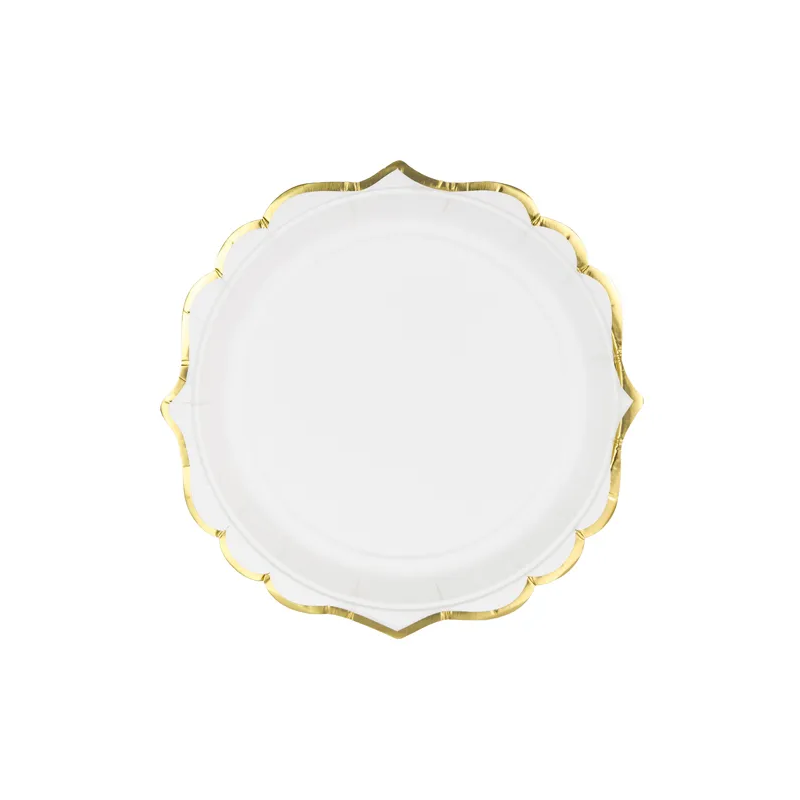 Papierové taniere bielo-zlaté 18,5cm, 6ks