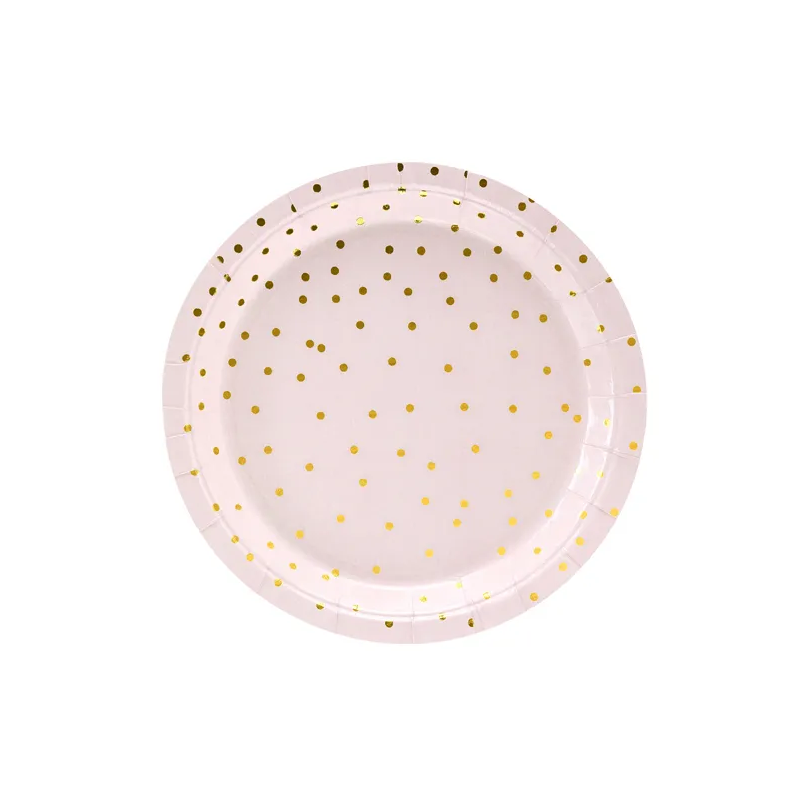 Papierové taniere Bodky svetlo-ružové 18cm, 6ks