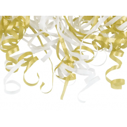 Konfety so serpentínami, bielo-zlaté 25cm