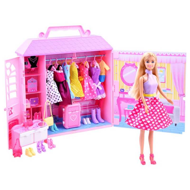 Veľký domček pre bábiky + bábika + oblečenie + nábytok
