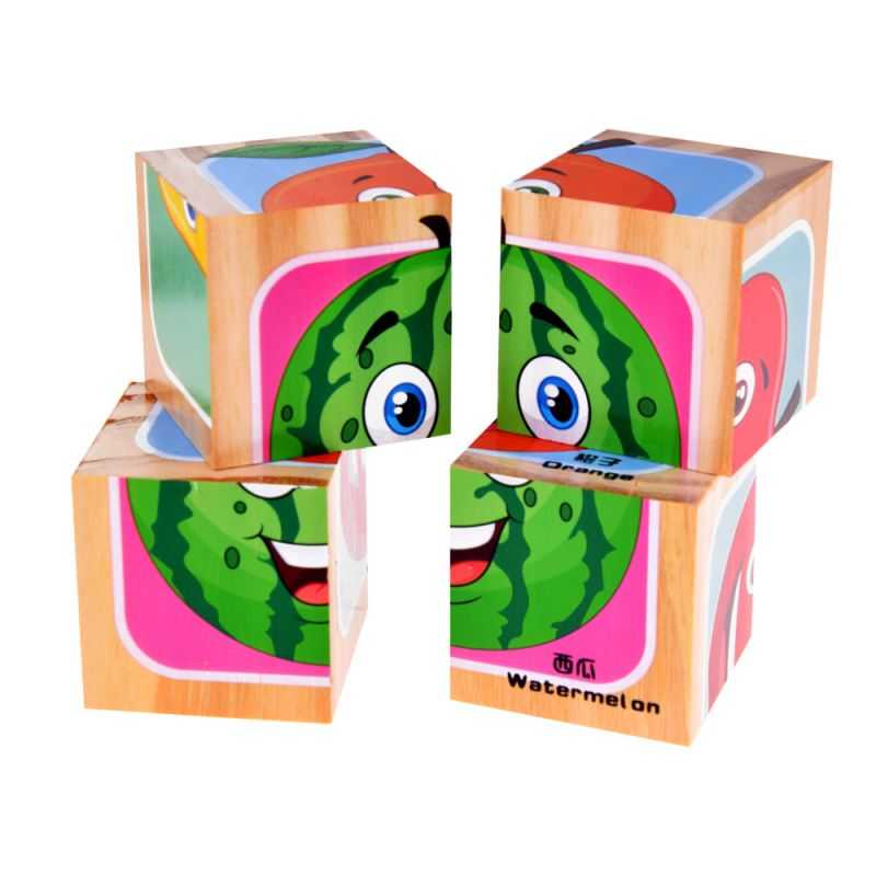 Drevené obrázkové kocky Ovocie, 4ks