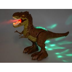 Dinosaurus ovládaný rukou, diaľkovým ovládaním 2v1 + zvuk a svetlo, hnedý